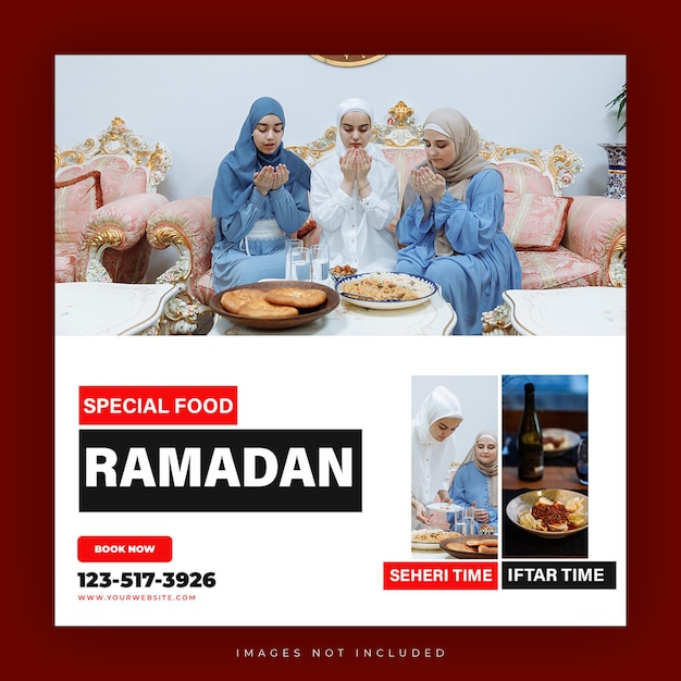 PSD modello di banner post sui social media ramadan