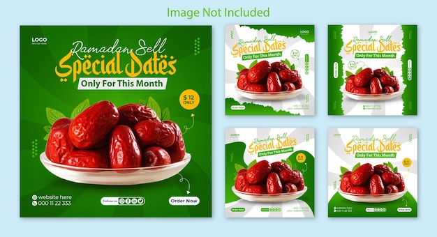 Ramadan special dates fruits social media Facebook or Instagram post template collection