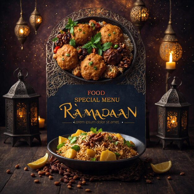 PSD ramadan_special_food_menu_media_social_post_template рамадан_специальная_еда_меню_медиа_социальный_пост_шаблон