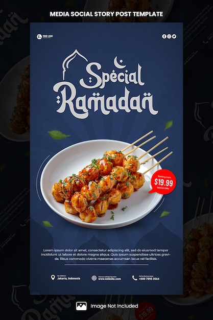 PSD menu alimentare speciale del ramadan media storia sociale modello di post