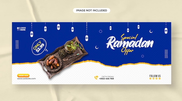 Progettazione di modelli di post su facebook e instagram per la vendita di cibo speciale ramadan sui social media