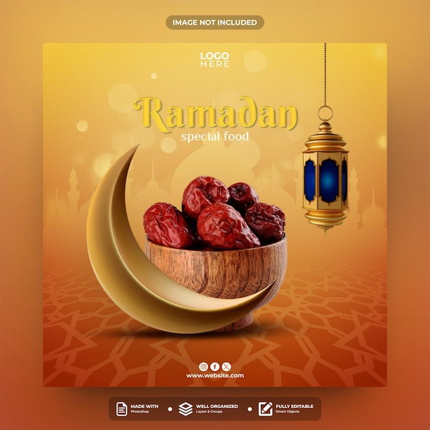 PSD ramadan special food social media post template design