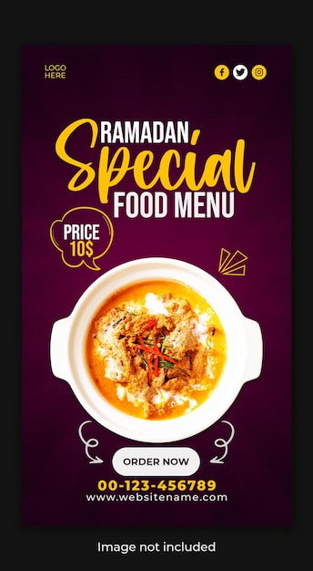 PSD ramadan special healthy food sale social media facebook and instagram story