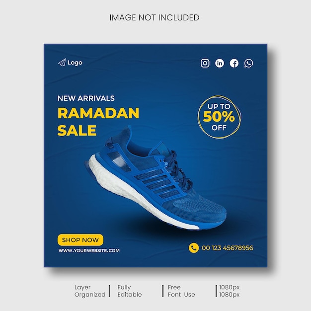 Ramadan speciale schoenenverkoop Instagram social media postontwerp premium PSD