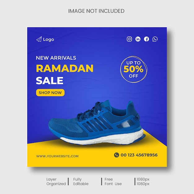 Ramadan speciale schoenenverkoop Instagram social media postontwerp premium PSD