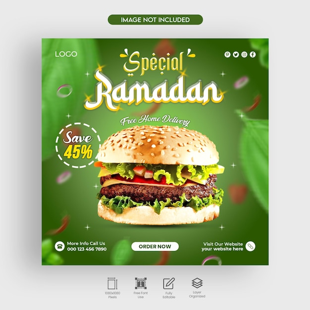 Ramadan Specjalne Menu żywności Iftar Media Społecznościowe Post Na Instagram Projekt Szablonu Banera Internetowego Premium Psd