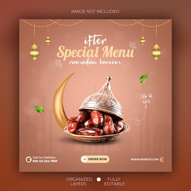 Ramadan Specjalny Baner Menu żywności I Szablon Postu Na Instagramie W Mediach Społecznościowych