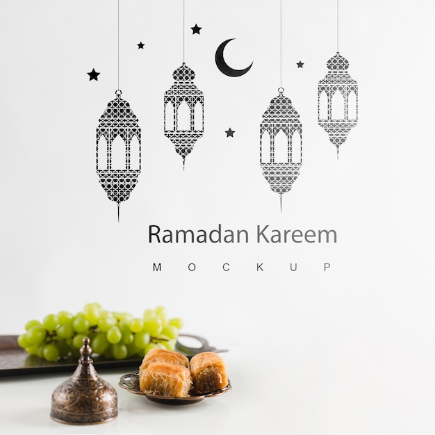 PSD ramadan still life with copyspace