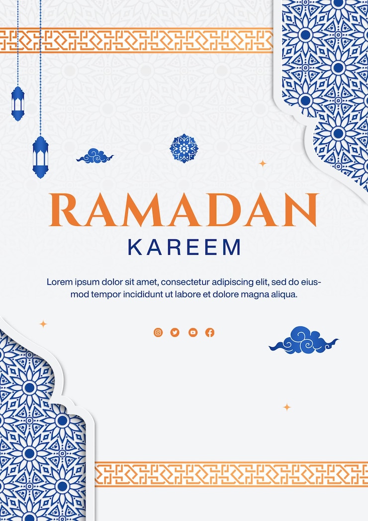 PSD ramadan template design poster islamic background