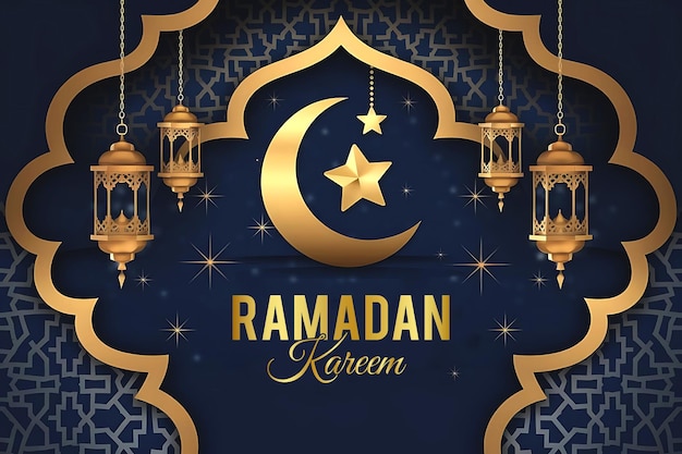 ramadan themed design with a crescent moon and star in the center