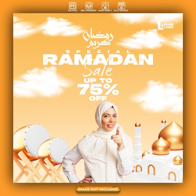 Ramadan verkoop 3d stijl ontwerp