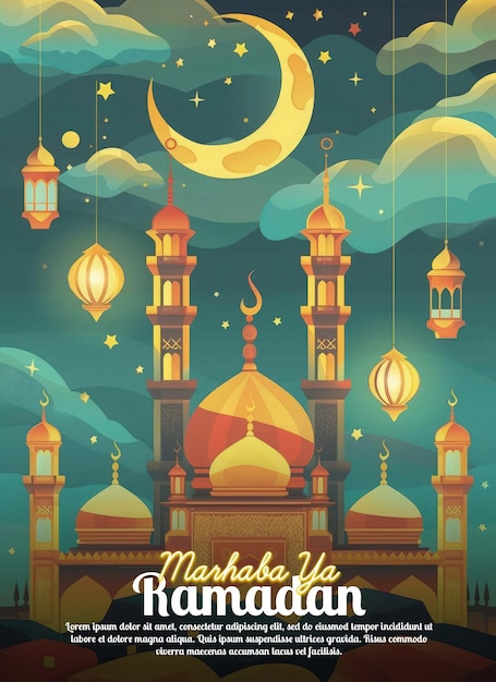 PSD ramadan vibrant color poster template eid al fitr social media banner