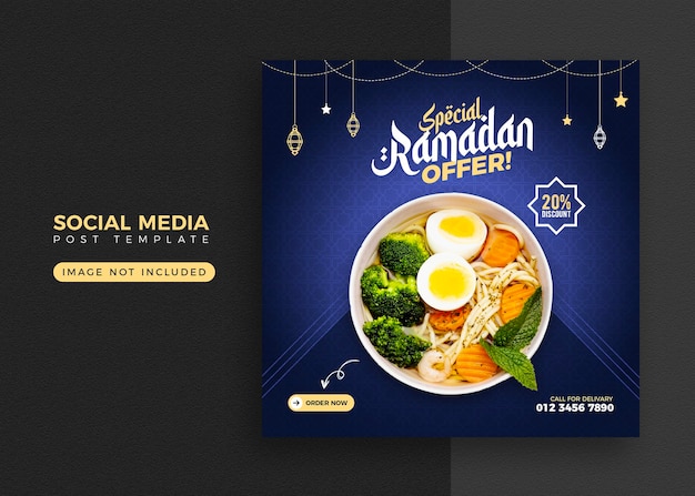 Ramadan voedsel banner en sociale media post sjabloonontwerp