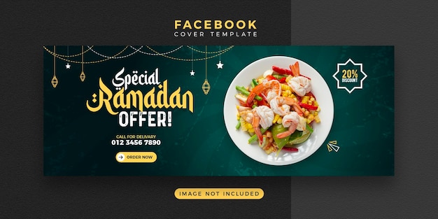 PSD ramadan voedselbanner en facebook-omslagsjabloonontwerp