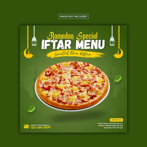 Ramadan voedselmenu social media postsjabloon