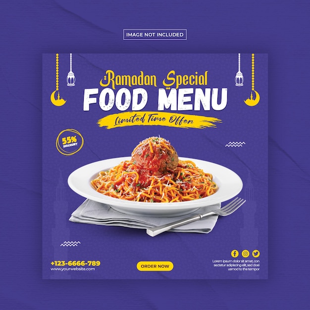 PSD ramadan voedselmenu social media postsjabloon