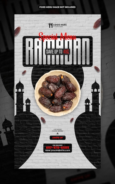 Ramadan voedselmenu sociale media verhaalsjabloon