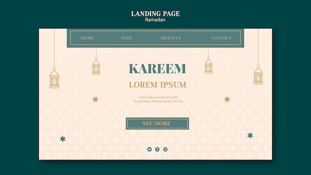 Ramadan websjabloon met getekende elementen