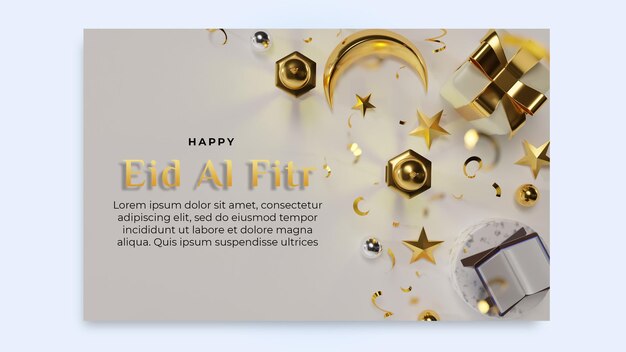 Ramadan wenskaarten met arabische lantaarn ornamenten maan confetti en ster 3d render psd-bestand