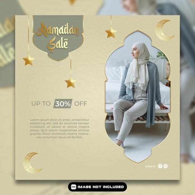 PSD ramadańska sprzedaż social media post design template