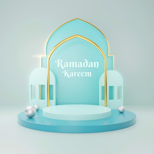 PSD ramadhan kareem 3d podium decoration islamic mosque