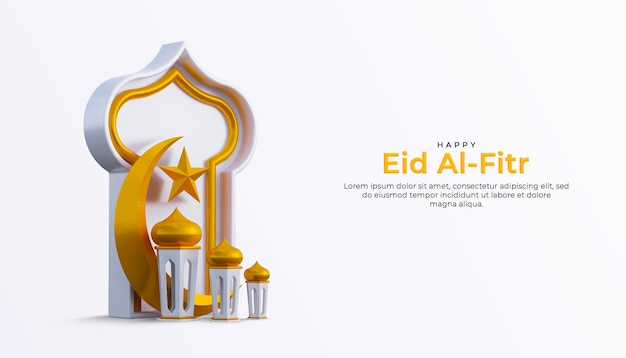 Ramadhan kareem banner di sfondo di saluto con scatole regalo podio 3d e oggetti di decorazione islamica