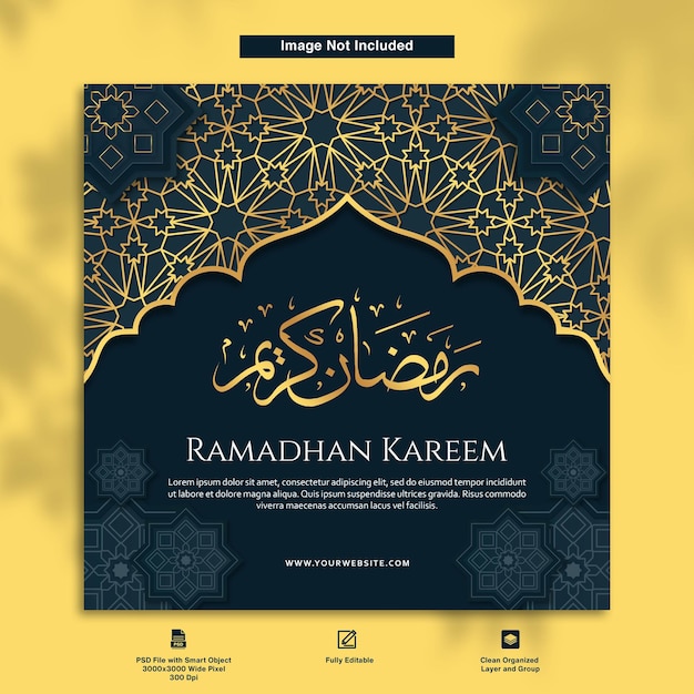 PSD ramadhan kareem luxury elegant design kartka pocztowa z życzeniami