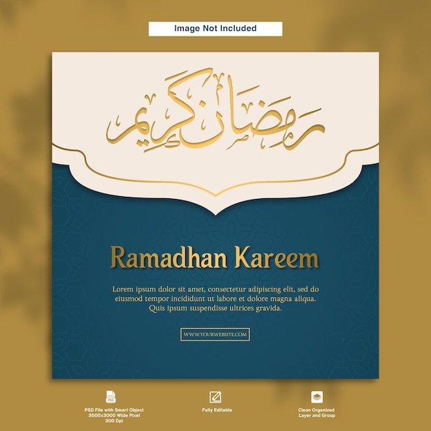 PSD ramadhan kareem minimalist design greeting instagram post template