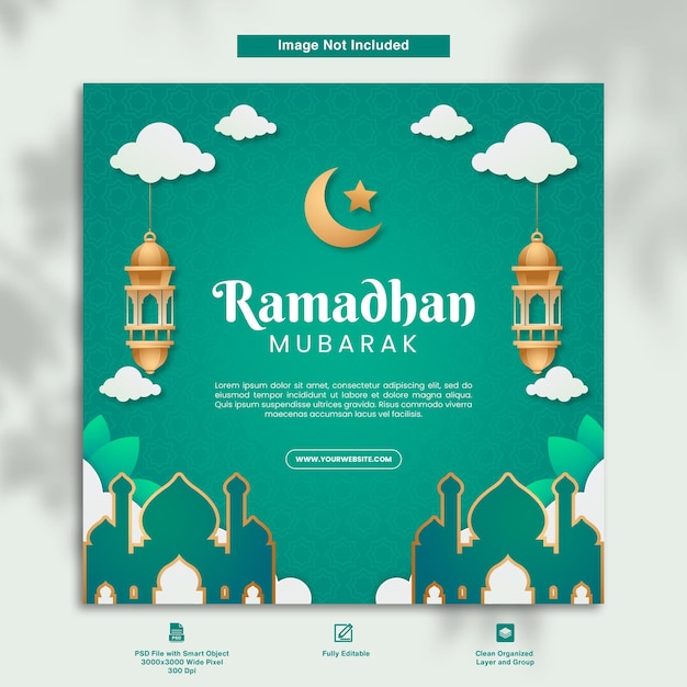 Design del post di saluto di ramadhan mubarak