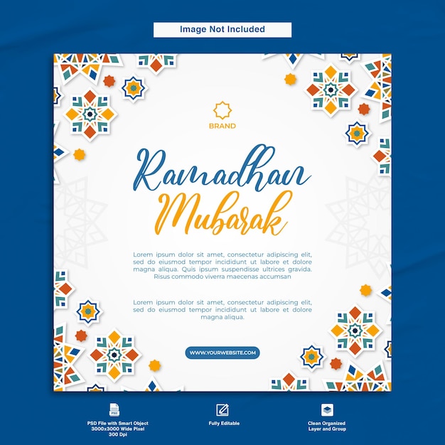 Ramadhan mubarak minimalist design template greeting post