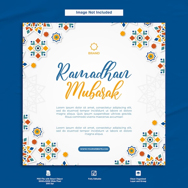 Ramadhan Mubarak Minimalist Design Template Greeting Post