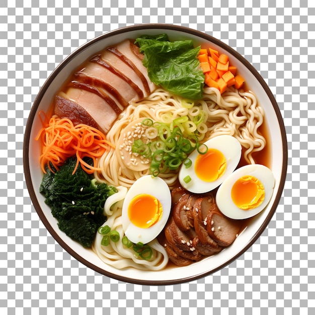 Ramen in bowl on transparent background