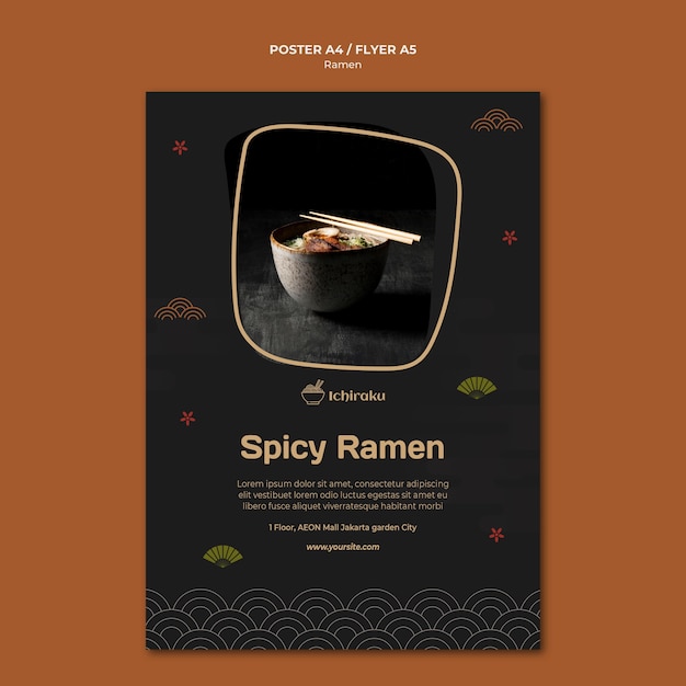 Modello di volantino concetto ramen