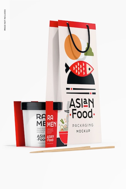 Ramen take away packaging mockup vista a sinistra