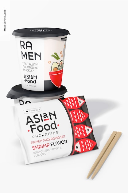 Ramen-verpakkingsset Mockup gestapeld