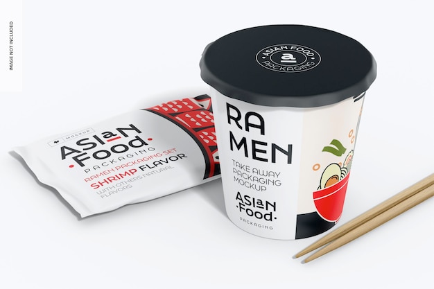 Ramen Verpakkingsset Mockup Perspectief