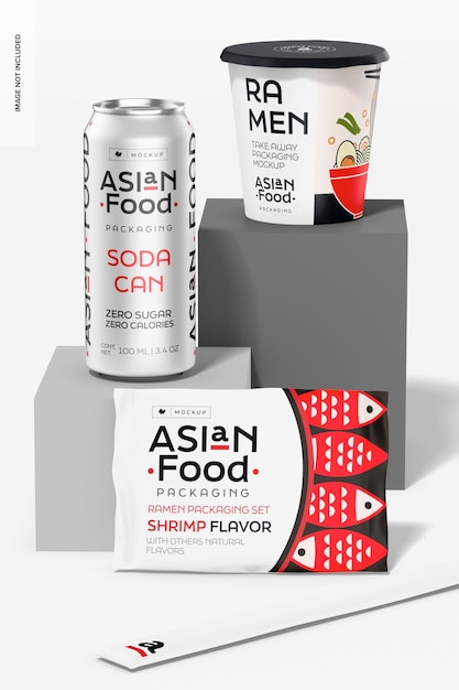 Ramen-verpakkingsset Mockup vooraanzicht