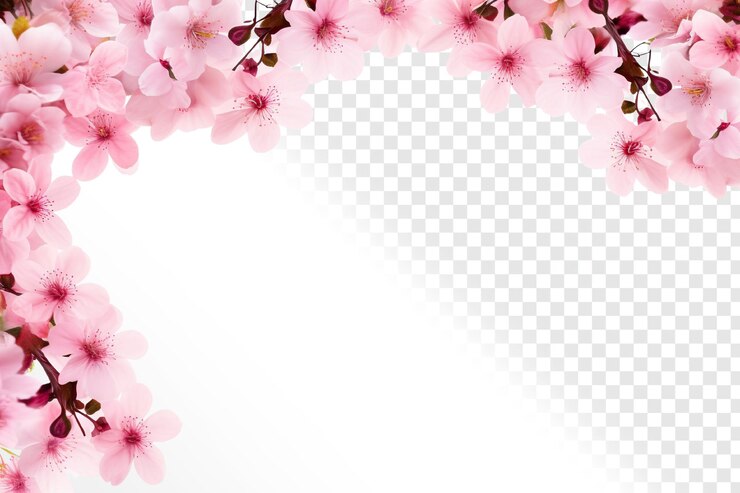 PSD ramka kwiat akwarel sakura na przezroczystym tle