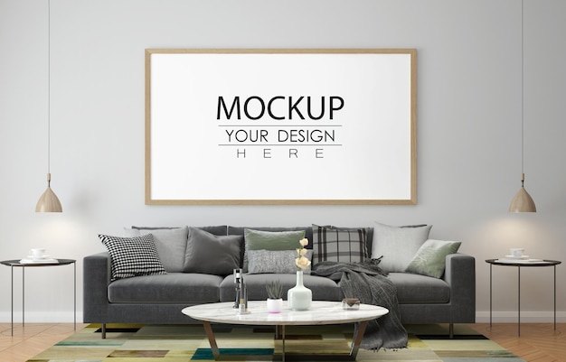 Ramka plakatów w salonie Mockup