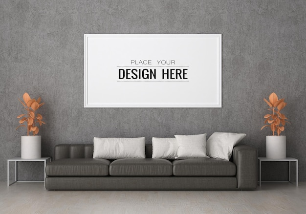 Ramka plakatów w salonie Psd Mockup