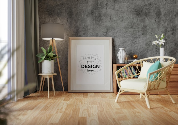 Ramka plakatów w salonie Psd Mockup