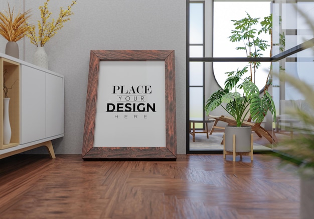Ramka plakatów w salonie Psd Mockup