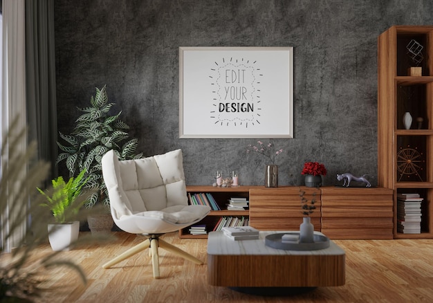 Ramka plakatów w salonie Psd Mockup