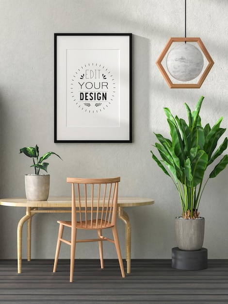 Ramka plakatów w salonie Psd Mockup