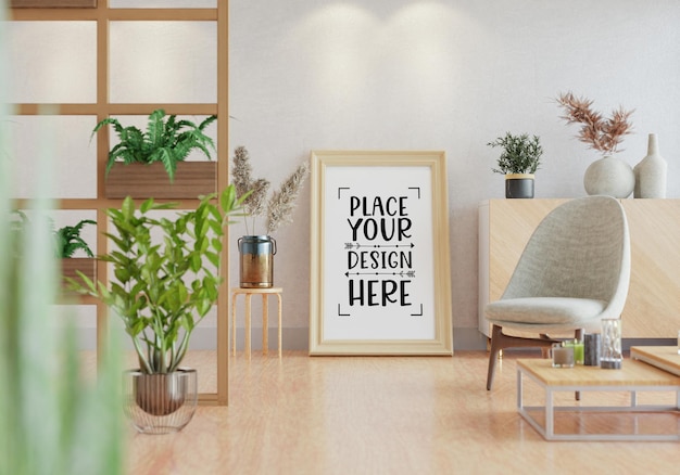 Ramka plakatów w salonie Psd Mockup