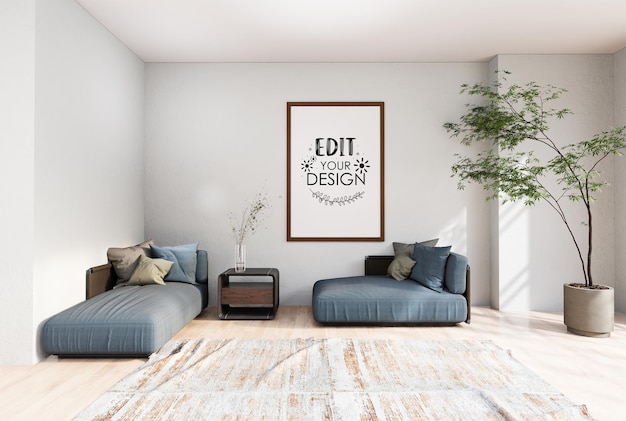 Ramka plakatów w salonie Psd Mockup
