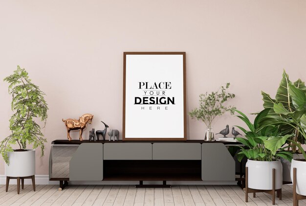 Ramka plakatów w salonie Psd Mockup