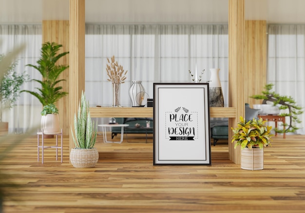 Ramka plakatów w salonie Psd Mockup