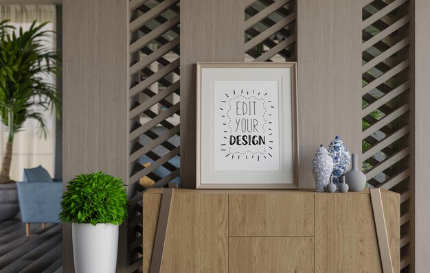 Ramka plakatów w salonie Psd Mockup