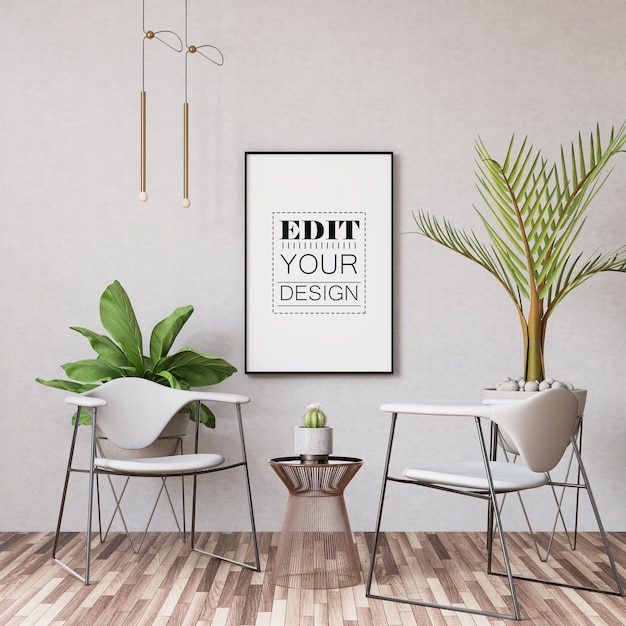 Ramka plakatów w salonie Psd Mockup